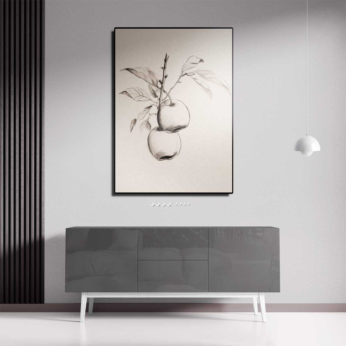 Sierlijke Potloodschets van Appeltak Kunstwerk-canvas-dibond-plexiglas-wanddecoratie-WallArtistic