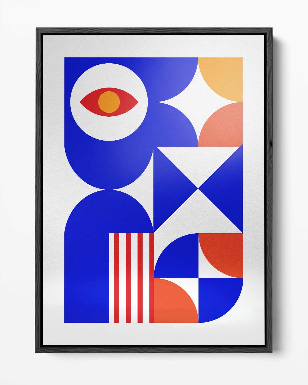 Geometric Vibes in Blauw Kunstwerk-canvas-dibond-plexiglas-wanddecoratie-WallArtistic