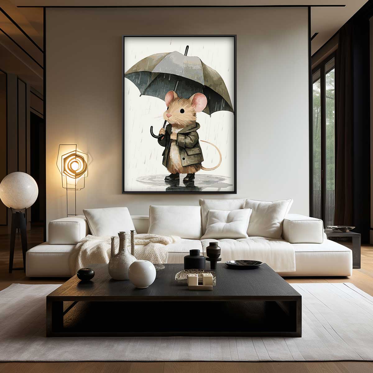 Schattige Paraplumuis Kunstwerk-canvas-dibond-plexiglas-wanddecoratie-WallArtistic
