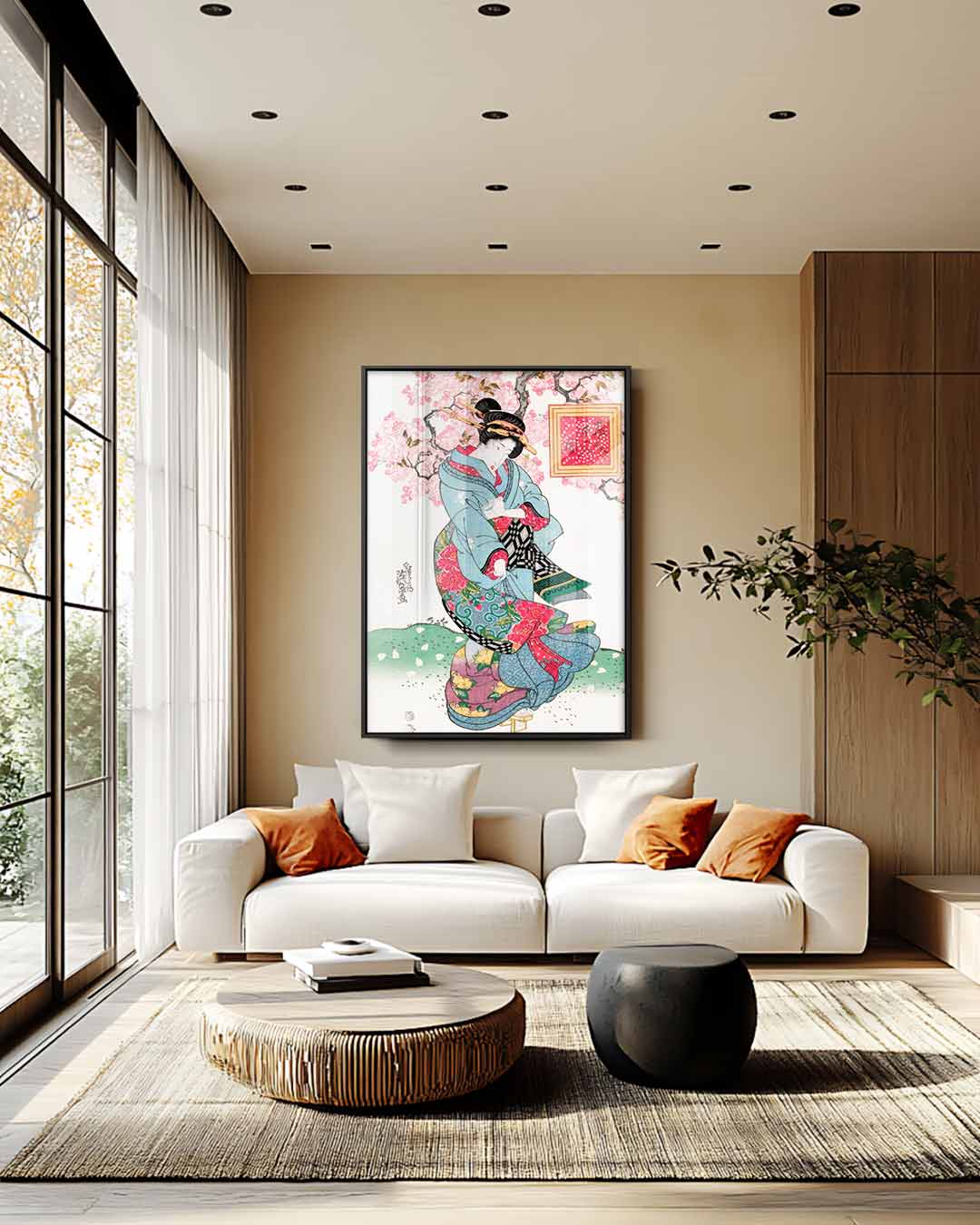 Japanse Tuin Bloemenprint Kunstwerk-canvas-dibond-plexiglas-wanddecoratie-WallArtistic