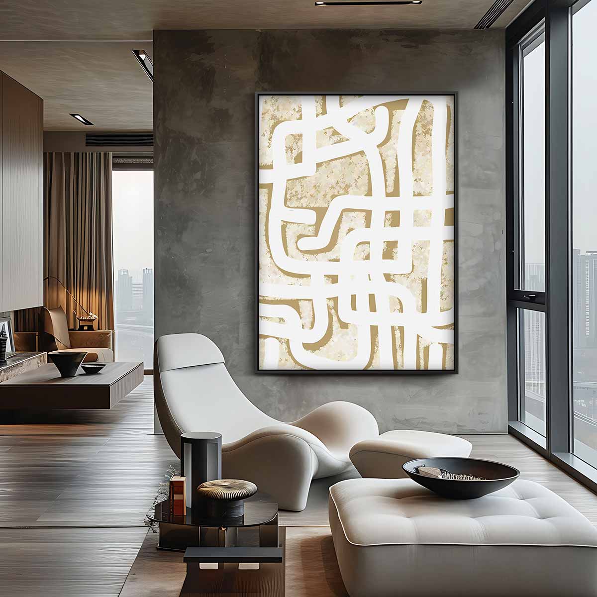 Doolhof van Lijnen Kunstwerk-canvas-dibond-plexiglas-wanddecoratie-WallArtistic
