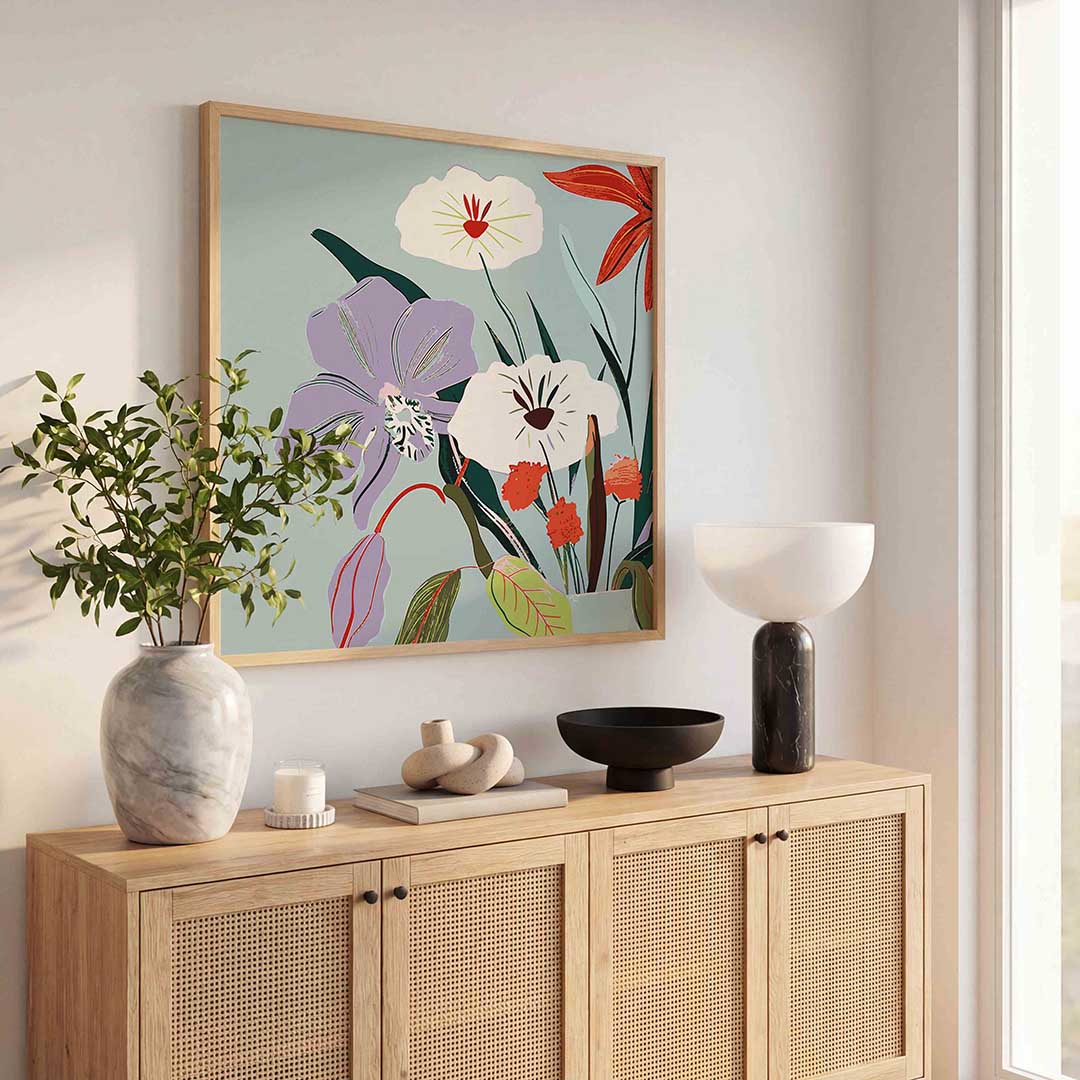 Bloemen in vaas Poster