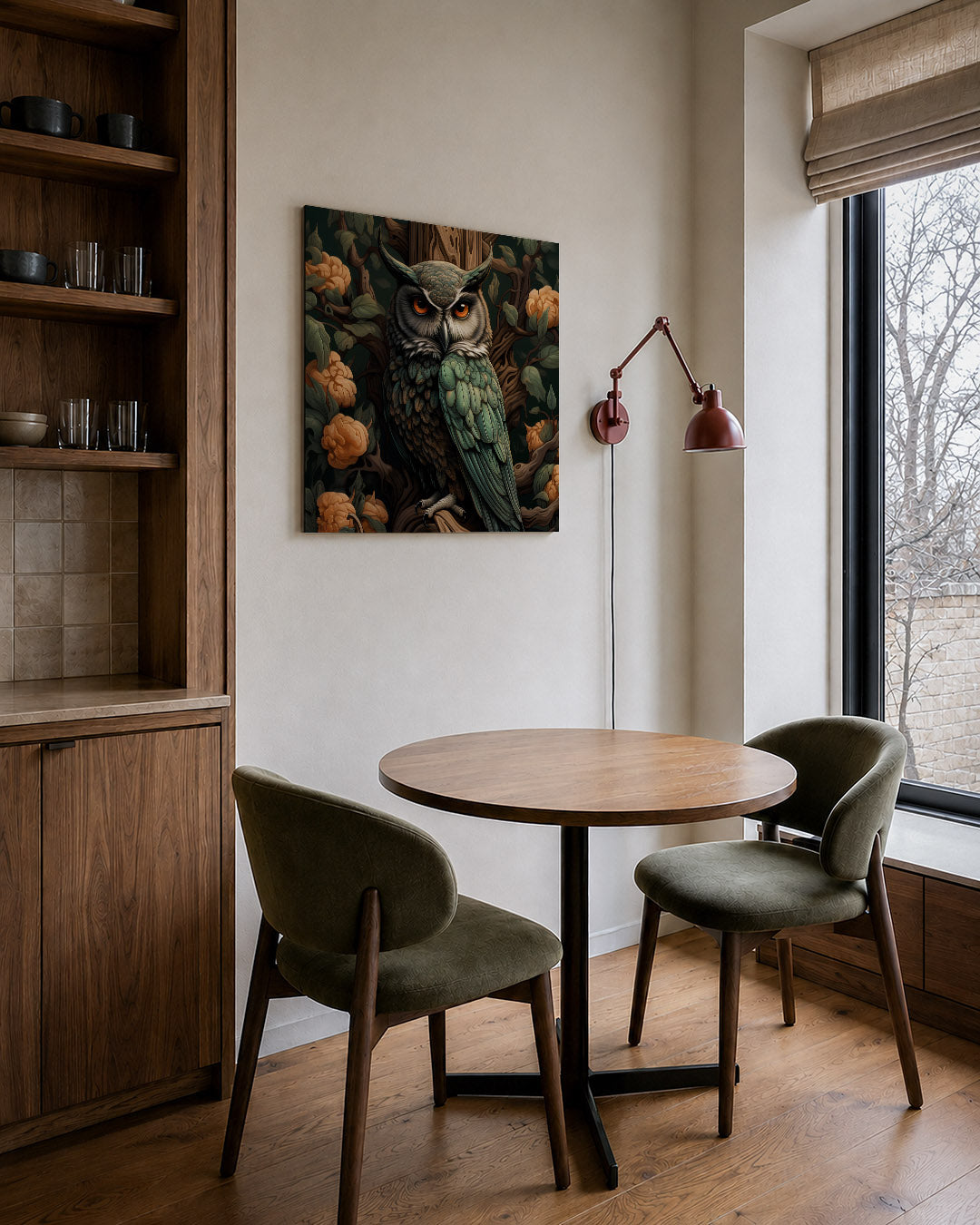 Uil in bloemen Kunstwerk