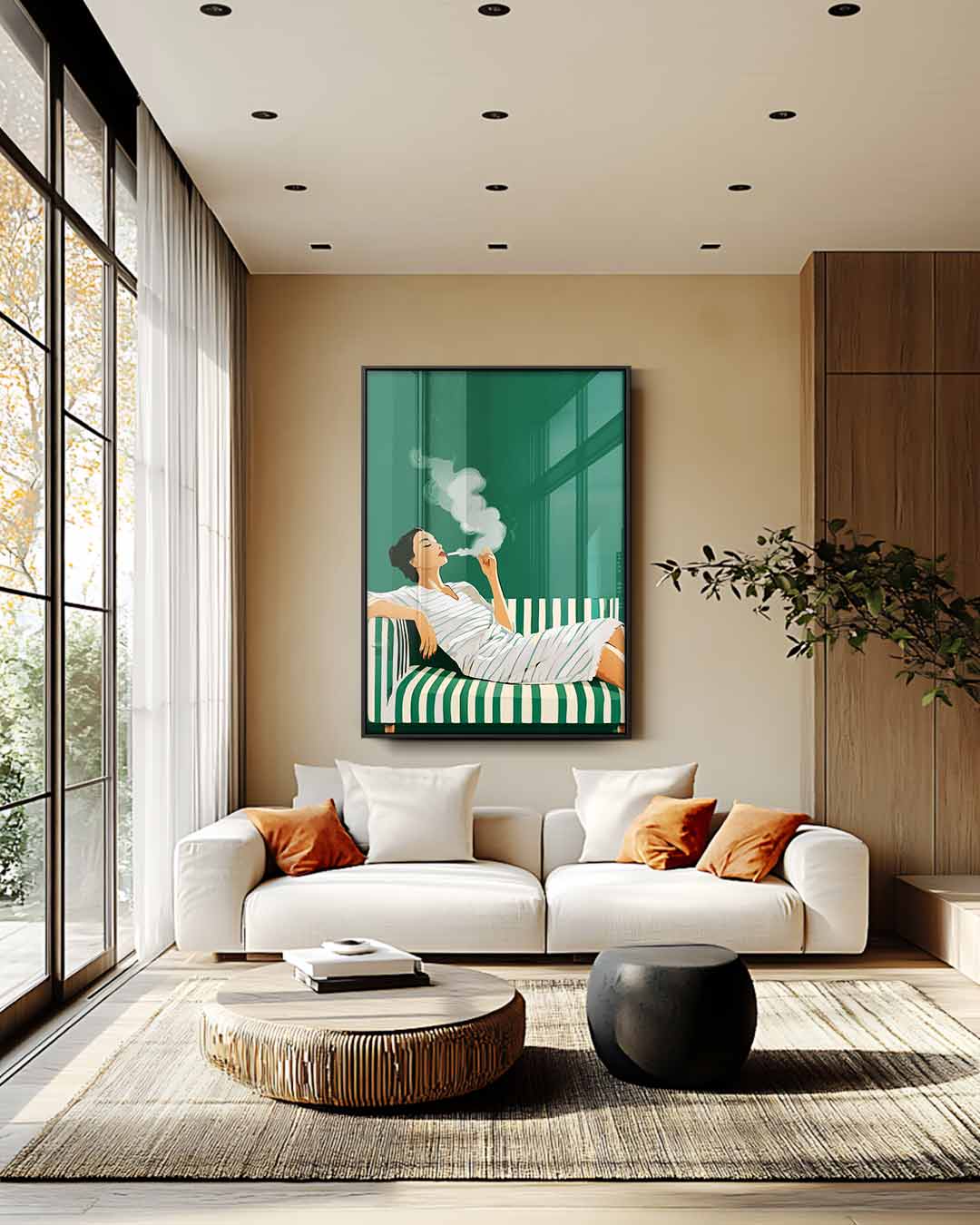 Chill Moment op de Bank Kunstwerk-canvas-dibond-plexiglas-wanddecoratie-WallArtistic