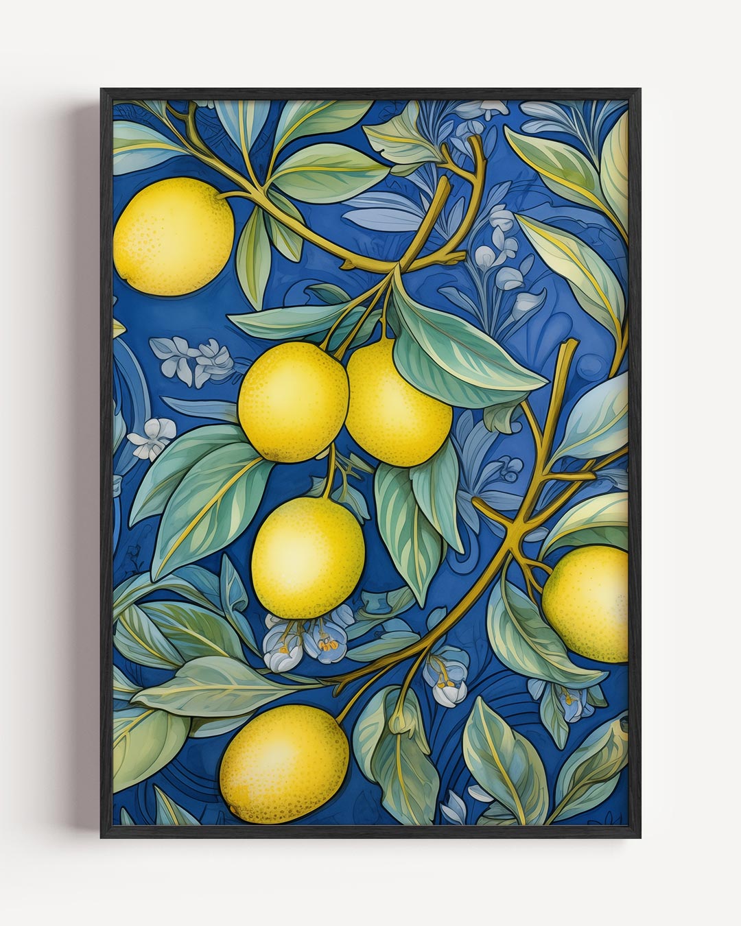 Citroenen op Blauw Poster-WallArtistic