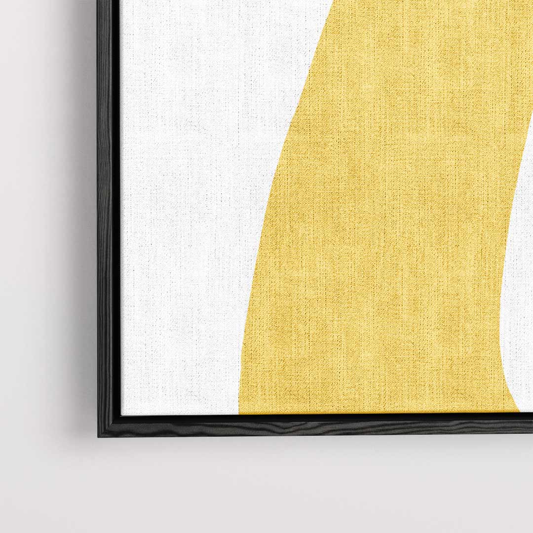Vrolijke Gele Krulstreken Kunstwerk-canvas-dibond-plexiglas-wanddecoratie-WallArtistic