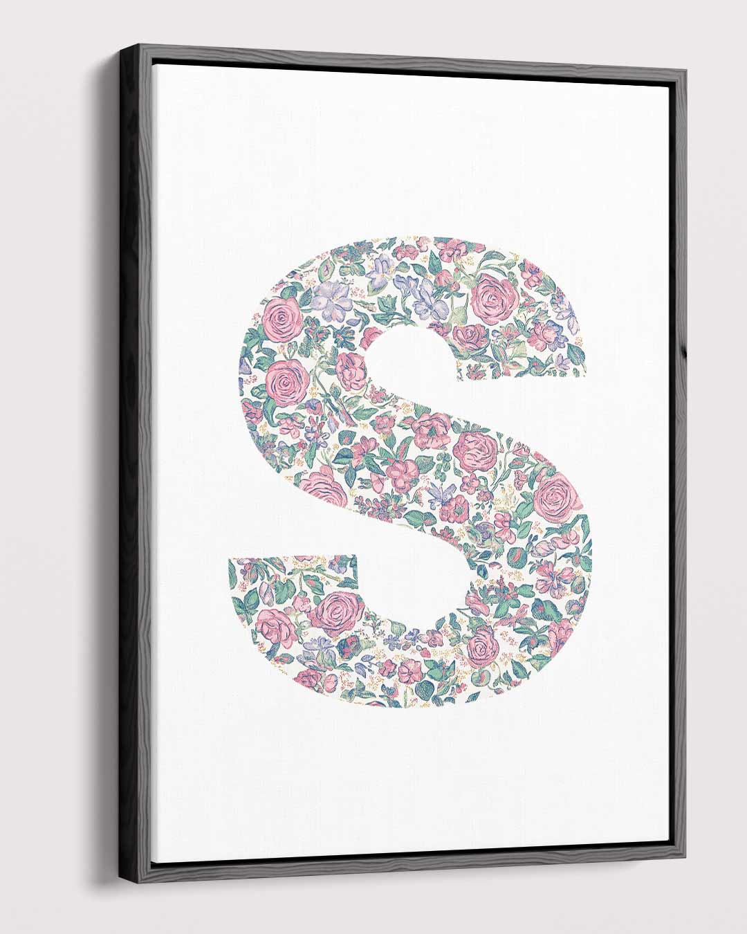 Bloemenpracht in de Letter S Kunstwerk-canvas-dibond-plexiglas-wanddecoratie-WallArtistic