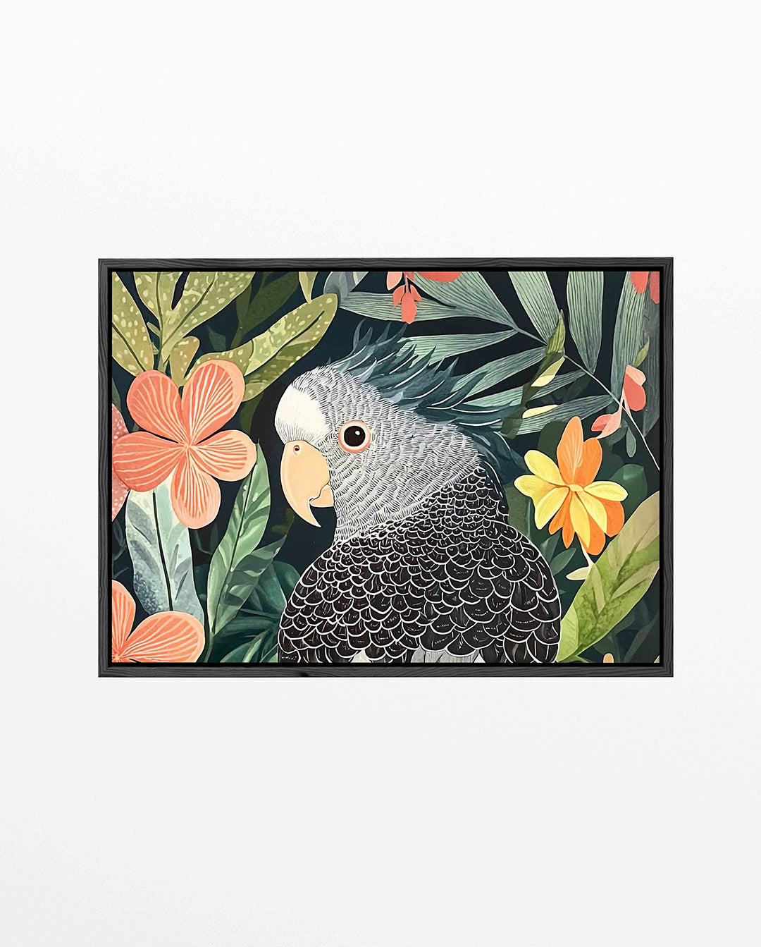 Vrolijke vogel en bloemen Kunstwerk