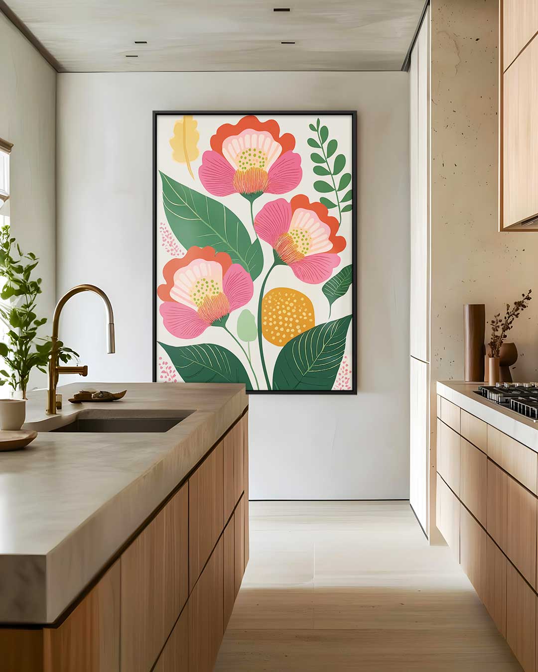 Bloemenpracht in Boho Stijl Kunstwerk-canvas-dibond-plexiglas-wanddecoratie-WallArtistic