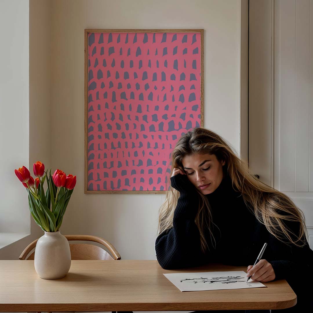 Vrolijke Roze Abstracte Kunstposter-WallArtistic