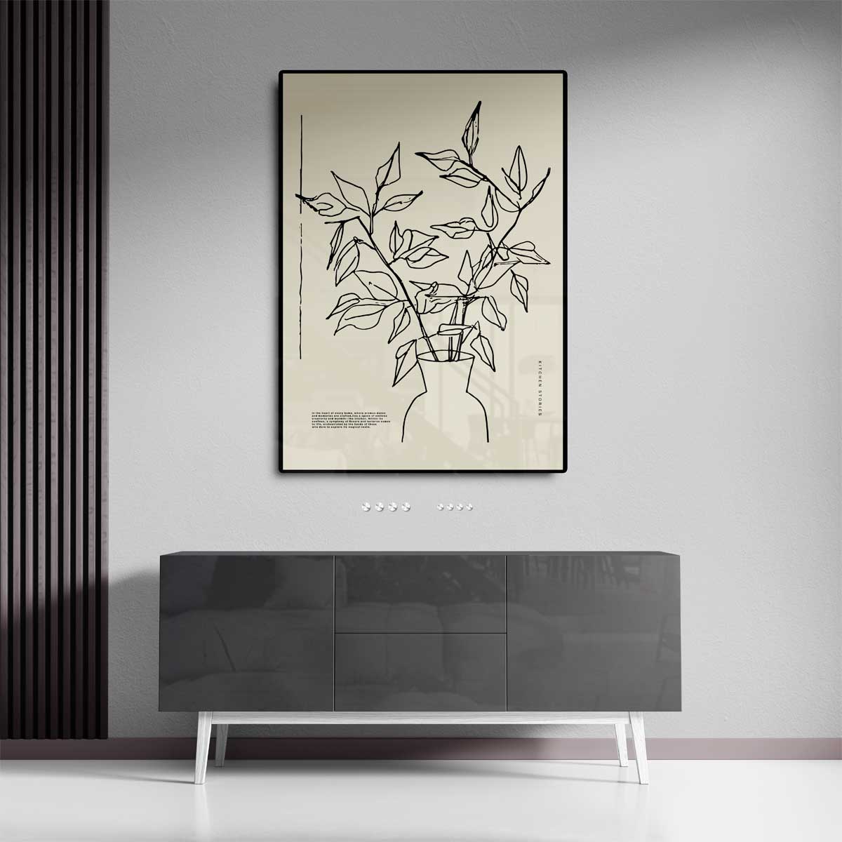 Minimalistische Plantenschets in Vaas Kunstwerk-canvas-dibond-plexiglas-wanddecoratie-WallArtistic