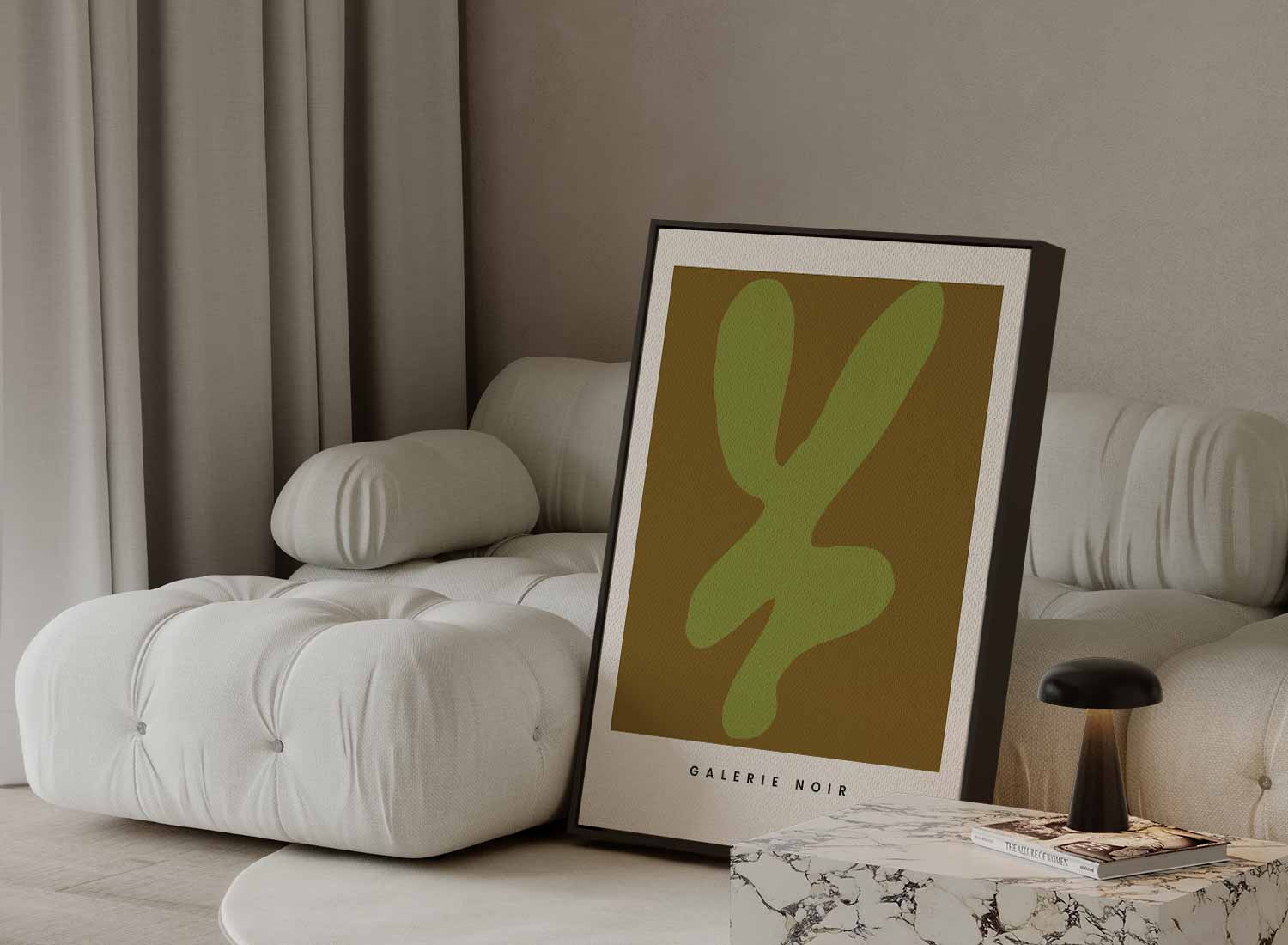 Organische Vormen in Groen Kunstwerk-canvas-dibond-plexiglas-wanddecoratie-WallArtistic