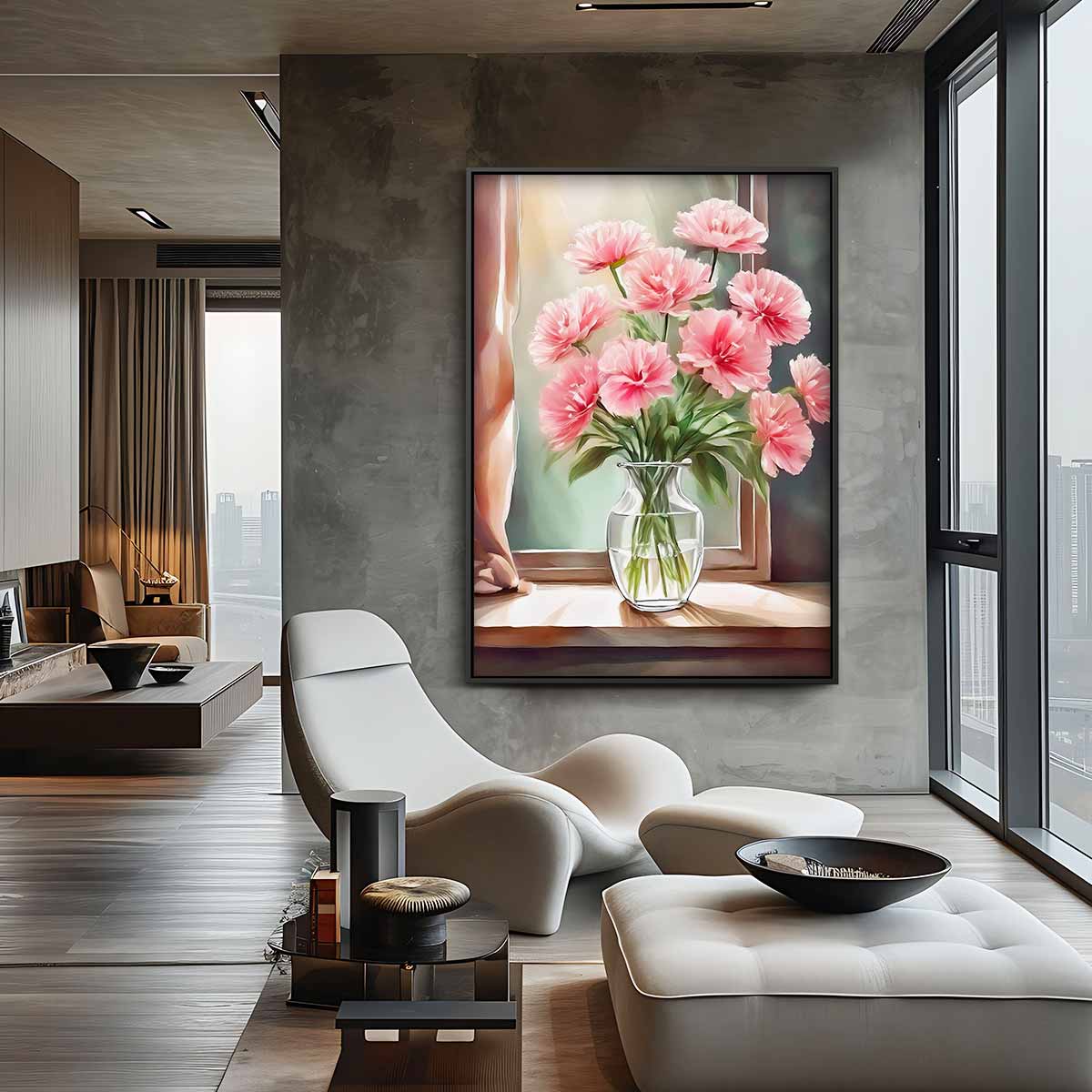 Bloemenpracht in Vensterlicht Kunstwerk-canvas-dibond-plexiglas-wanddecoratie-WallArtistic