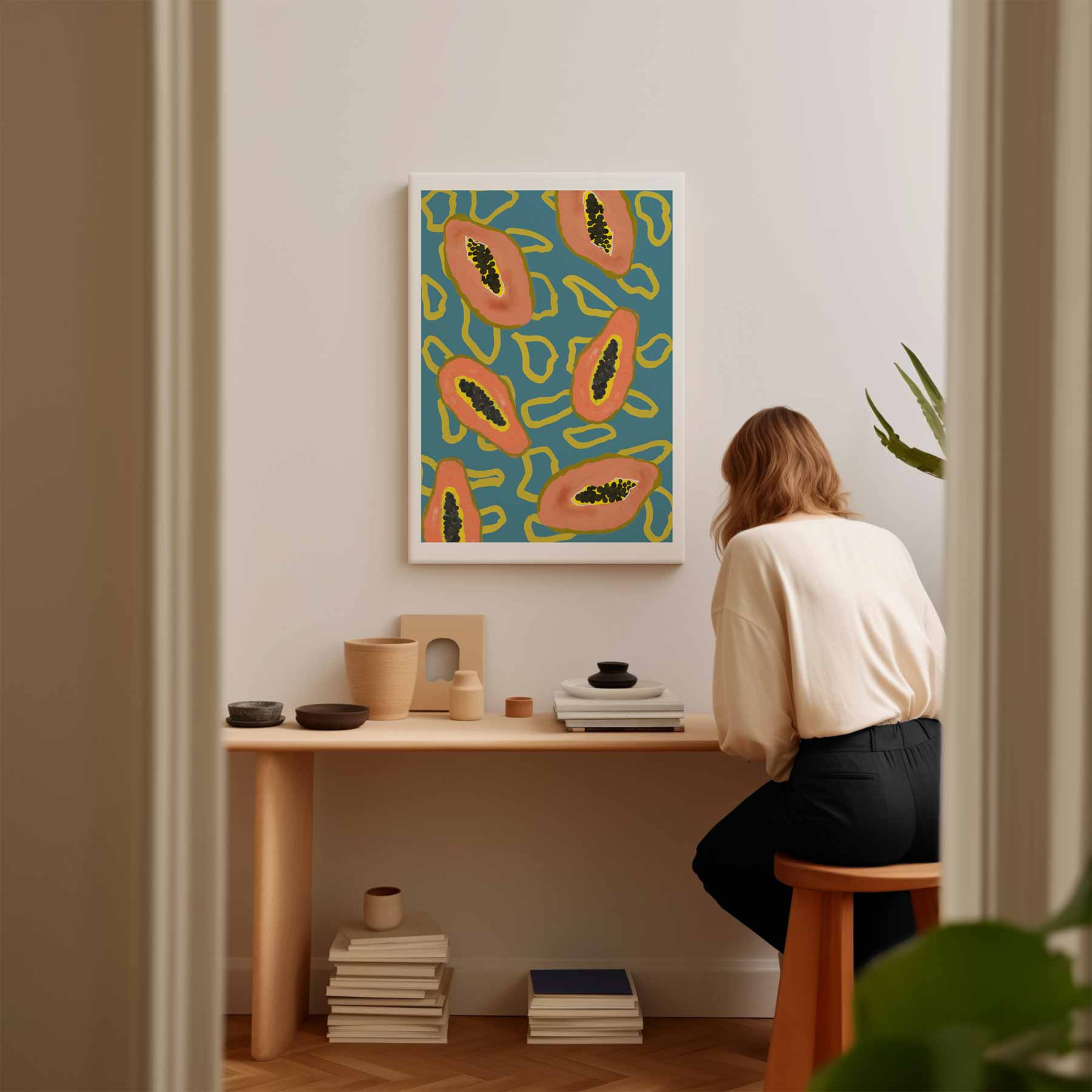 Tropische Papaya Print Kunstwerk-canvas-dibond-plexiglas-wanddecoratie-WallArtistic