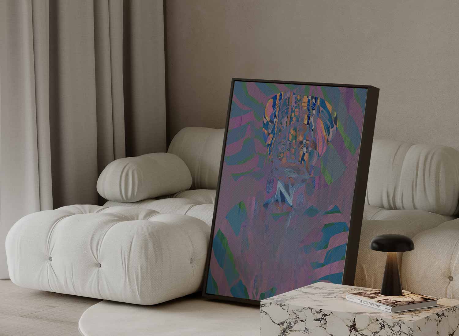 Kleurrijke Harmonie: Mystieke Portret Kunstwerk-canvas-dibond-plexiglas-wanddecoratie-WallArtistic