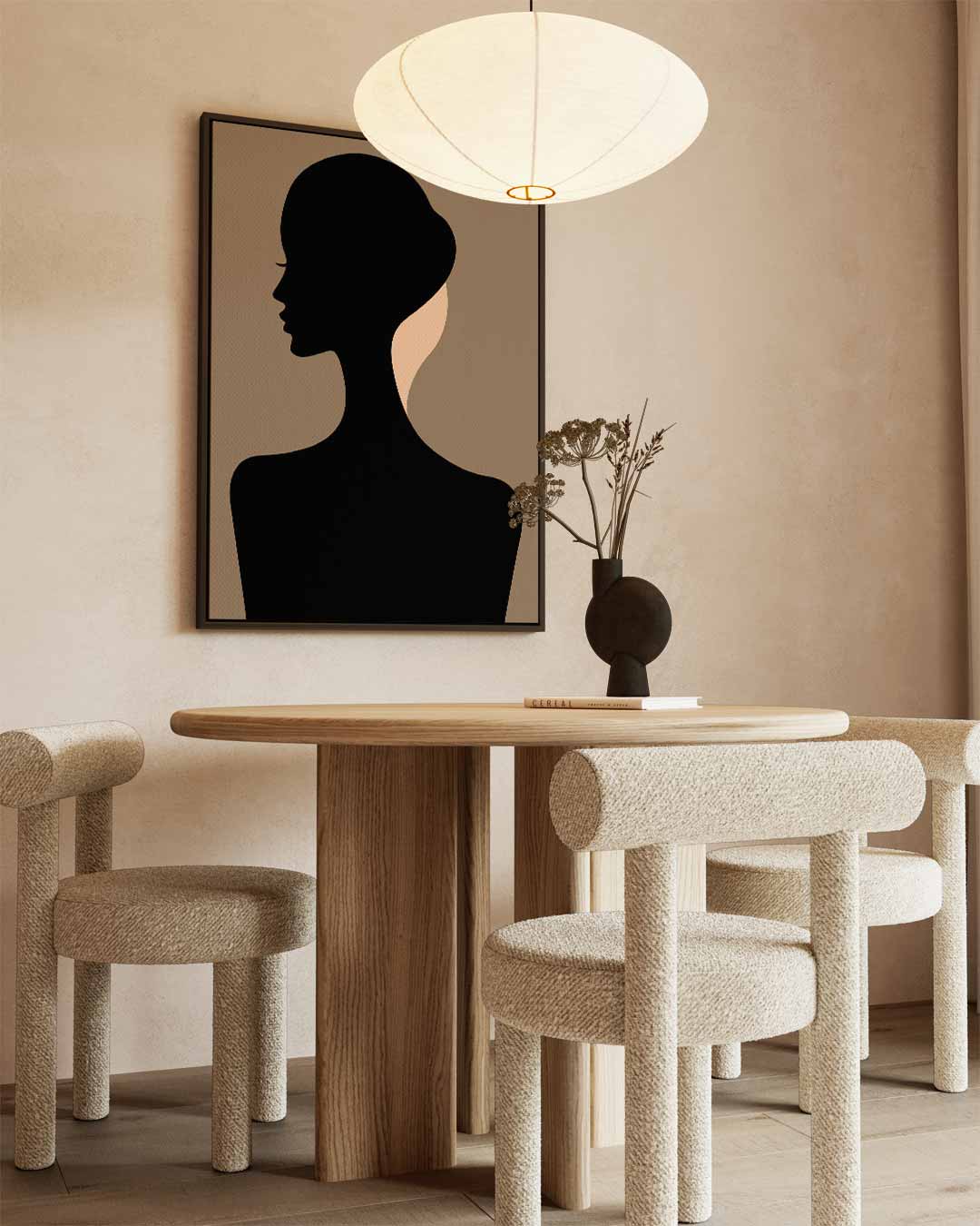 Elegante Silhouet in Profiel Kunstwerk-canvas-dibond-plexiglas-wanddecoratie-WallArtistic