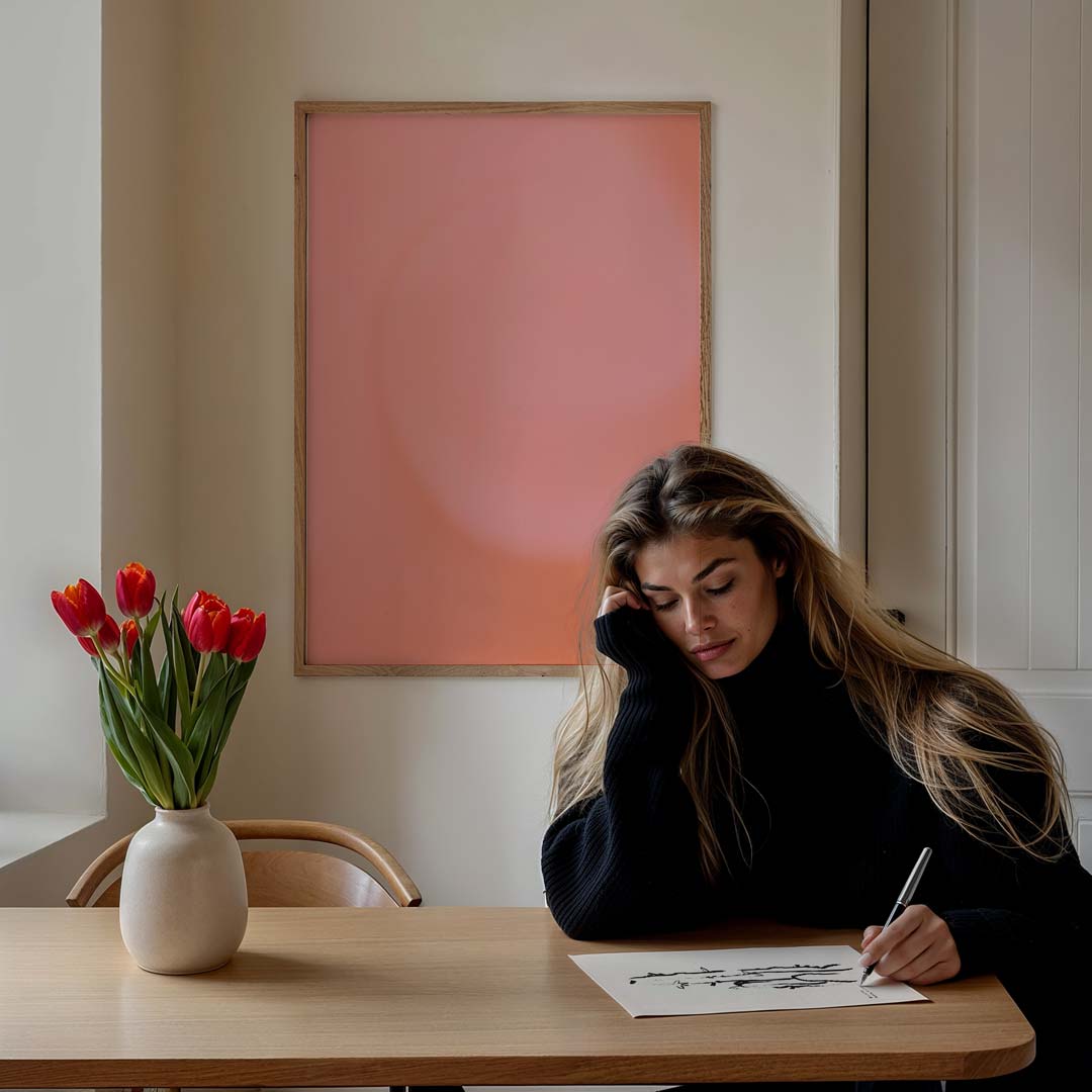 Zachte Roze Dromerige Abstracte Poster-WallArtistic