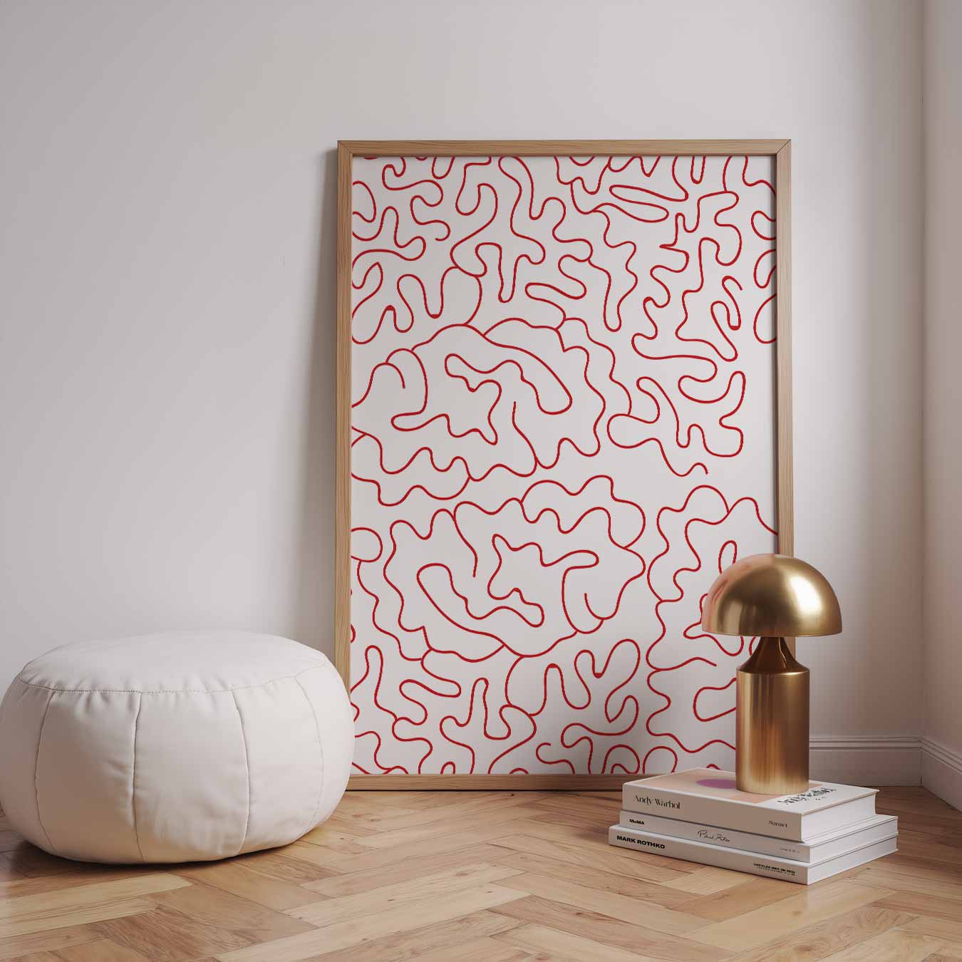 Abstracte Rode Lijnen Poster-WallArtistic