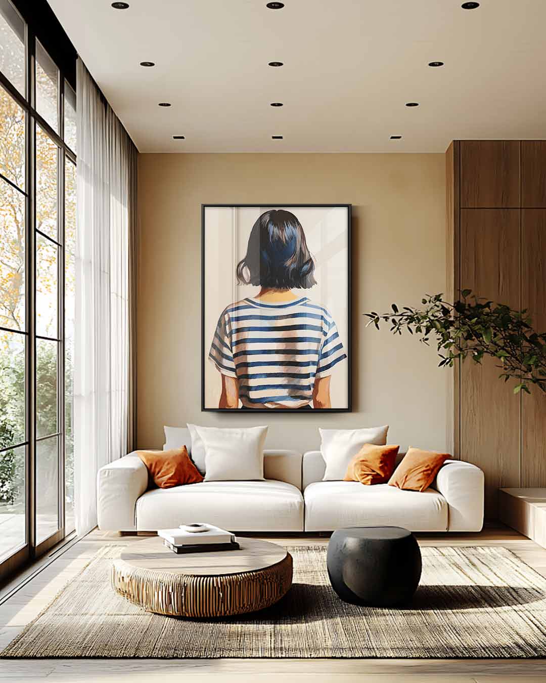 Strepen en Stille Reflectie Kunstwerk-canvas-dibond-plexiglas-wanddecoratie-WallArtistic