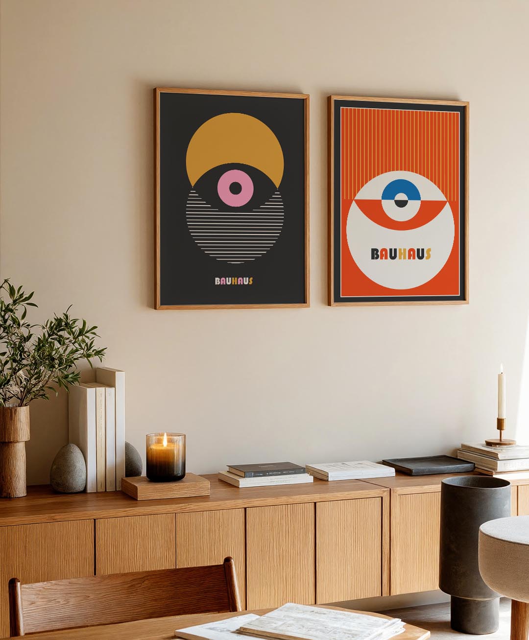 Cirkelvorm en strepen Posterset