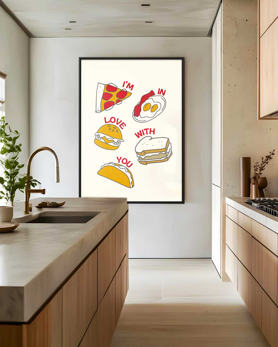 Liefde voor Eten Illustratie Kunstwerk-canvas-dibond-plexiglas-wanddecoratie-WallArtistic
