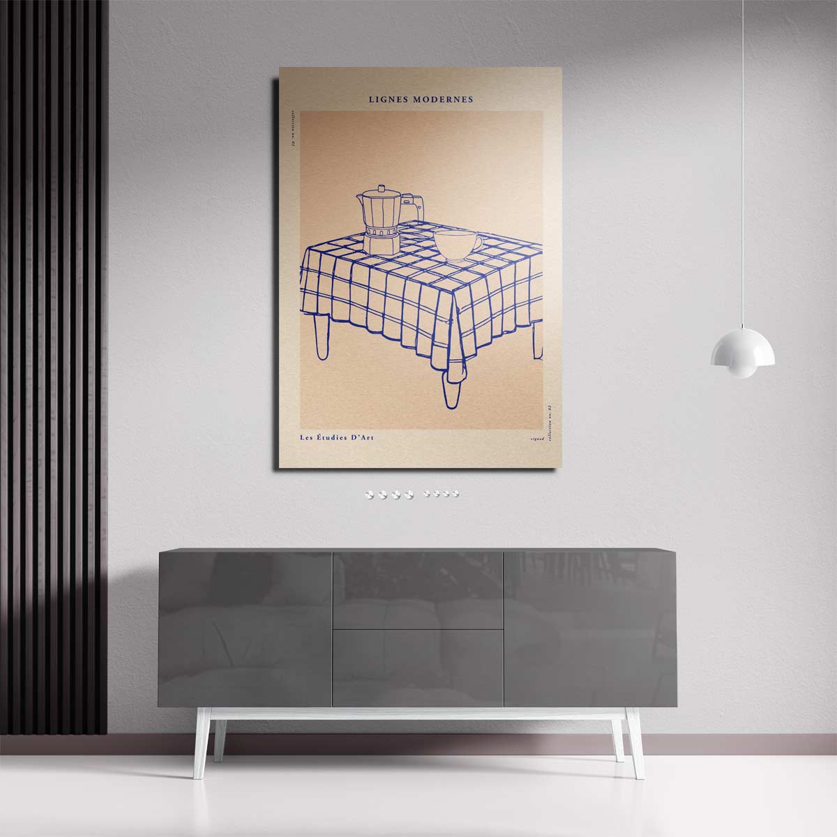 Moderne Lijnen Ontbijt Tafereel Kunstwerk-canvas-dibond-plexiglas-wanddecoratie-WallArtistic