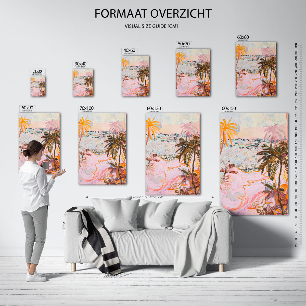 Palmbomen en golven Poster