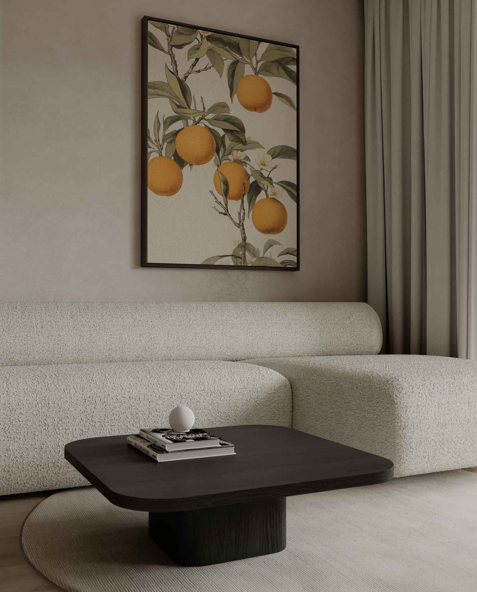 Zonnige Sinaasappelboom Illustratie Kunstwerk-canvas-dibond-plexiglas-wanddecoratie-WallArtistic
