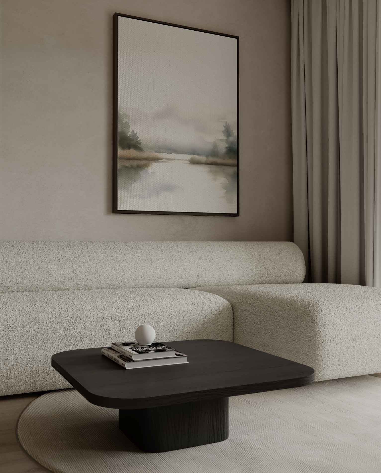 Sereen Landschap in Aquarel Kunstwerk-canvas-dibond-plexiglas-wanddecoratie-WallArtistic