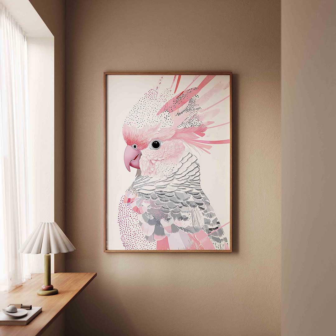 Papegaai met roze veren Poster