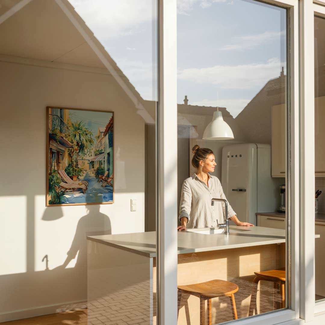 Zonnige Mediterraanse Binnenplaats Poster-WallArtistic