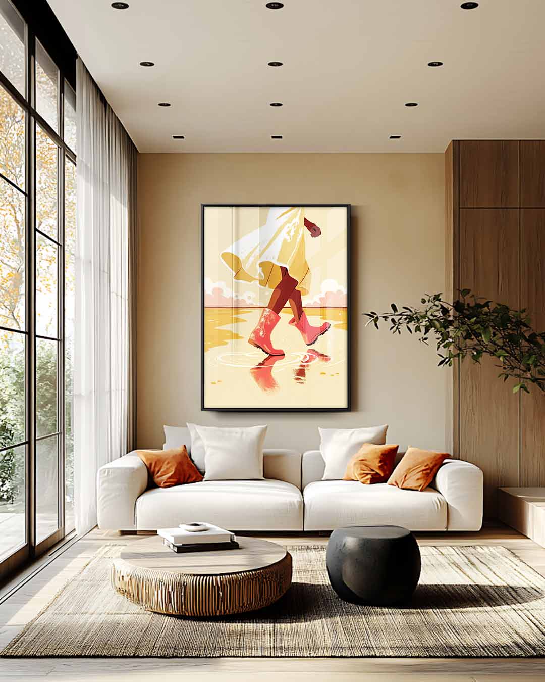 Wandeling in de Regen Kunstwerk-canvas-dibond-plexiglas-wanddecoratie-WallArtistic