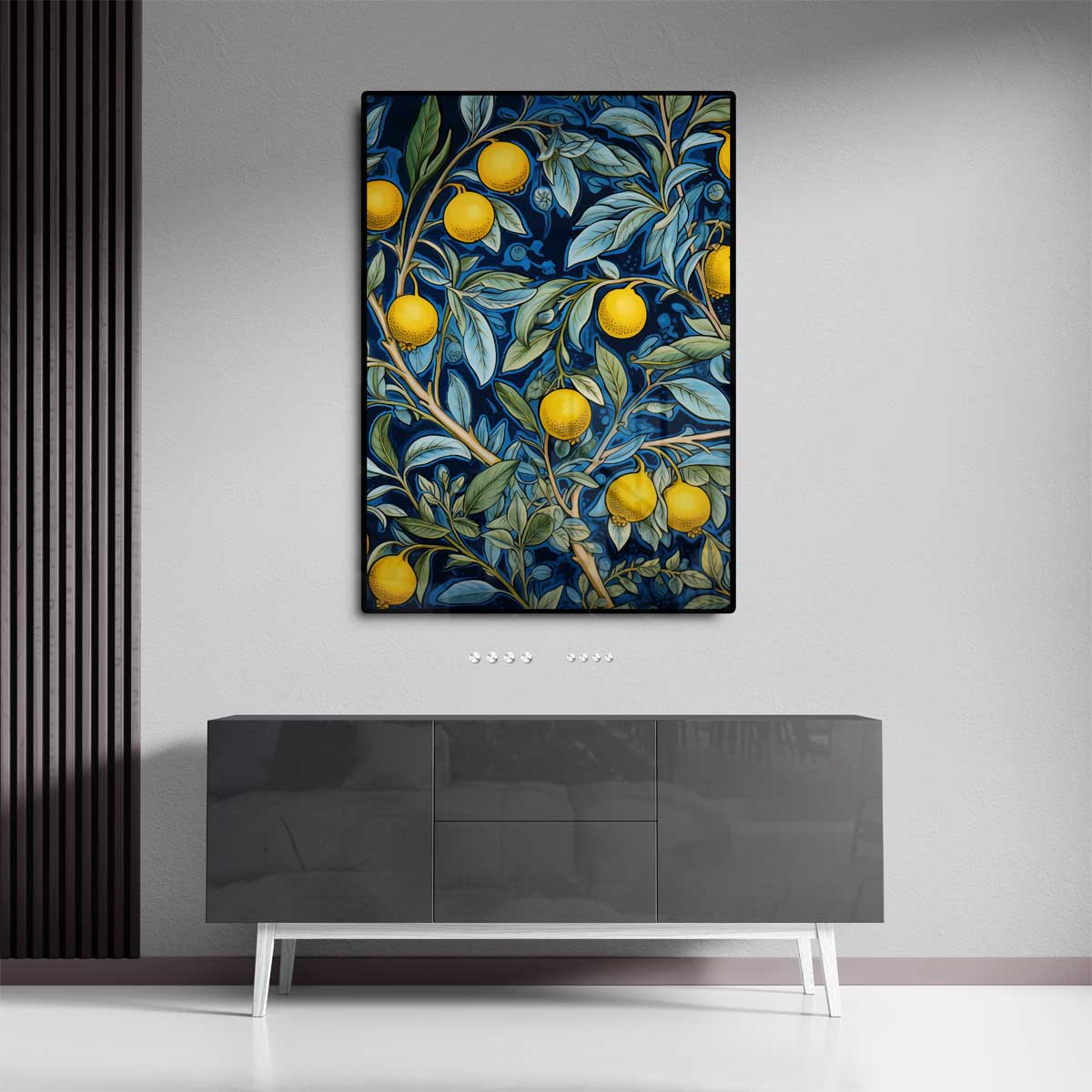 Zonnige Citroenen op Blauw Kunstwerk-canvas-dibond-plexiglas-wanddecoratie-WallArtistic