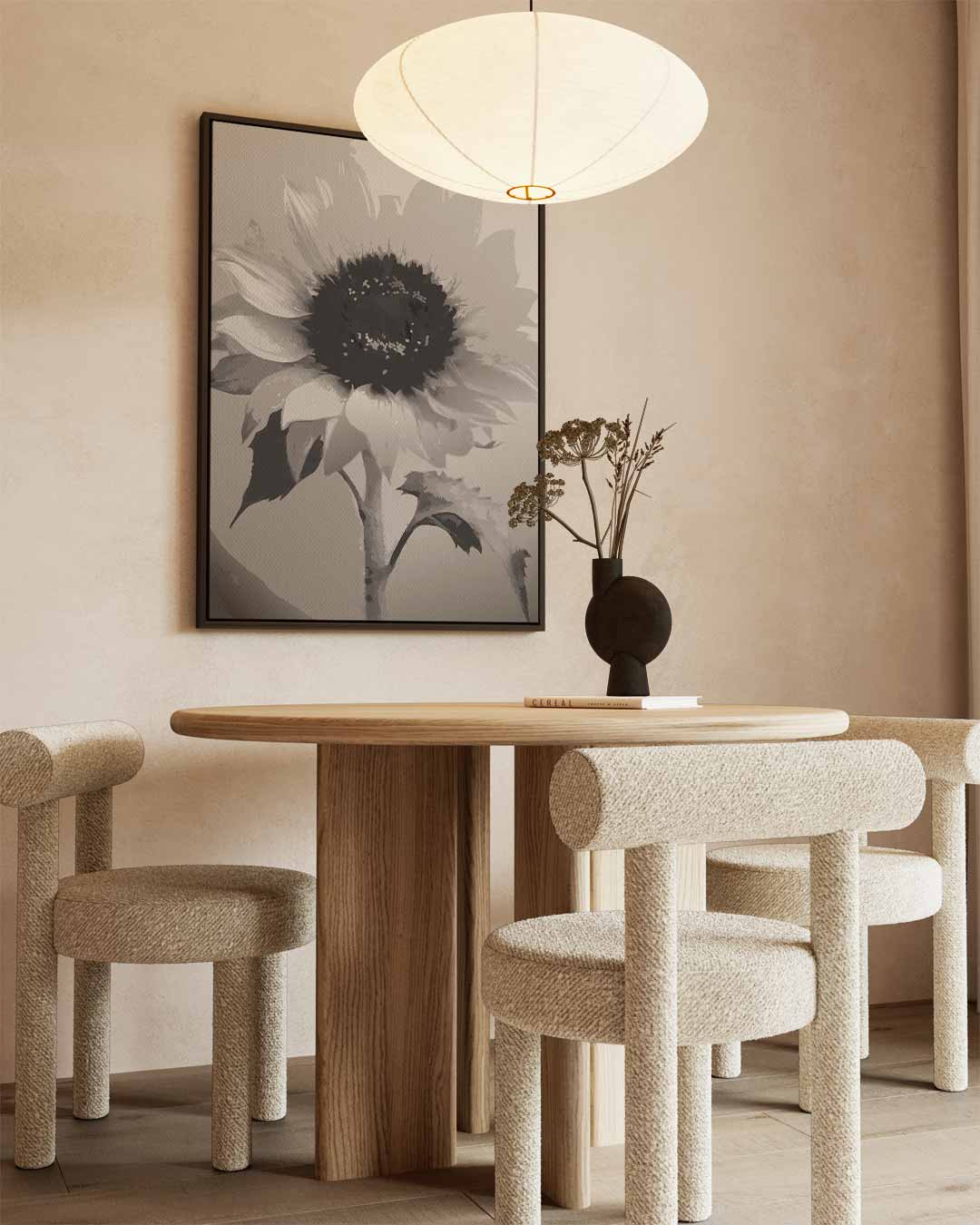 Zwart-wit Zonnebloem Print Kunstwerk-canvas-dibond-plexiglas-wanddecoratie-WallArtistic
