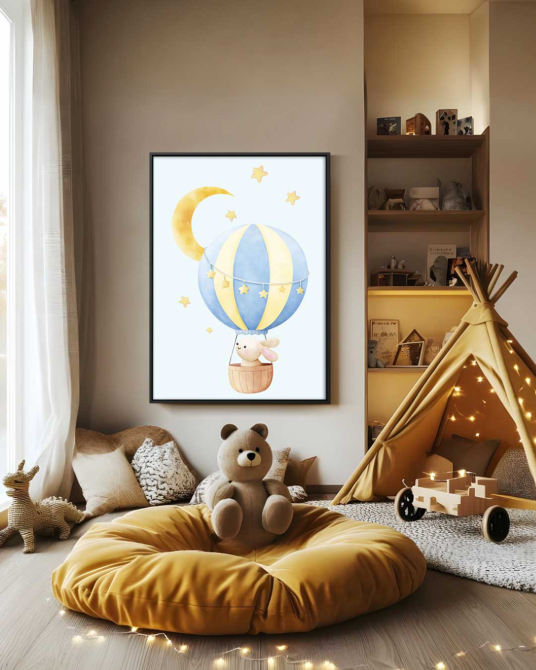 Dromerige Luchtballon Avontuur Kunstwerk-canvas-dibond-plexiglas-wanddecoratie-WallArtistic