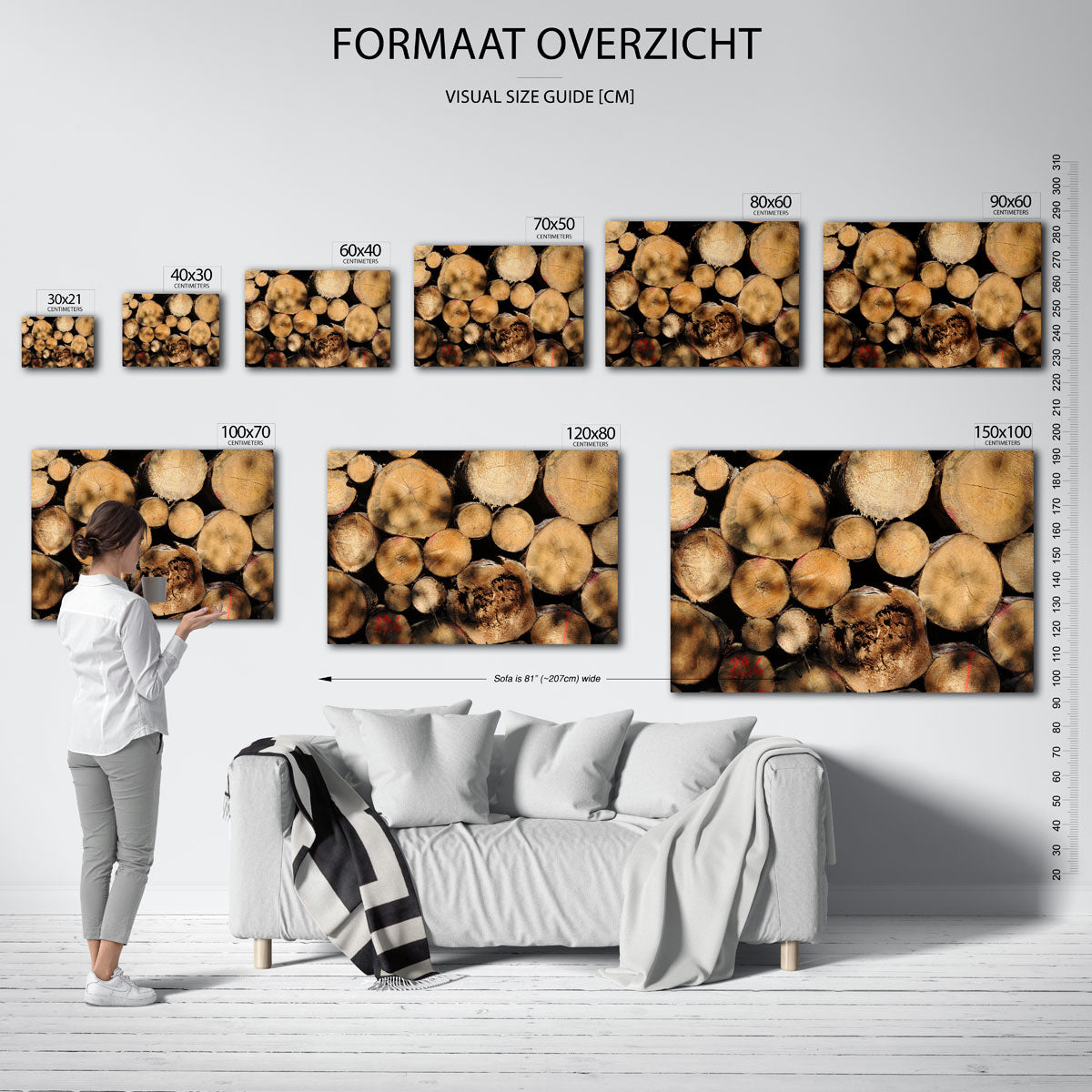 Houtstapel textuur Poster