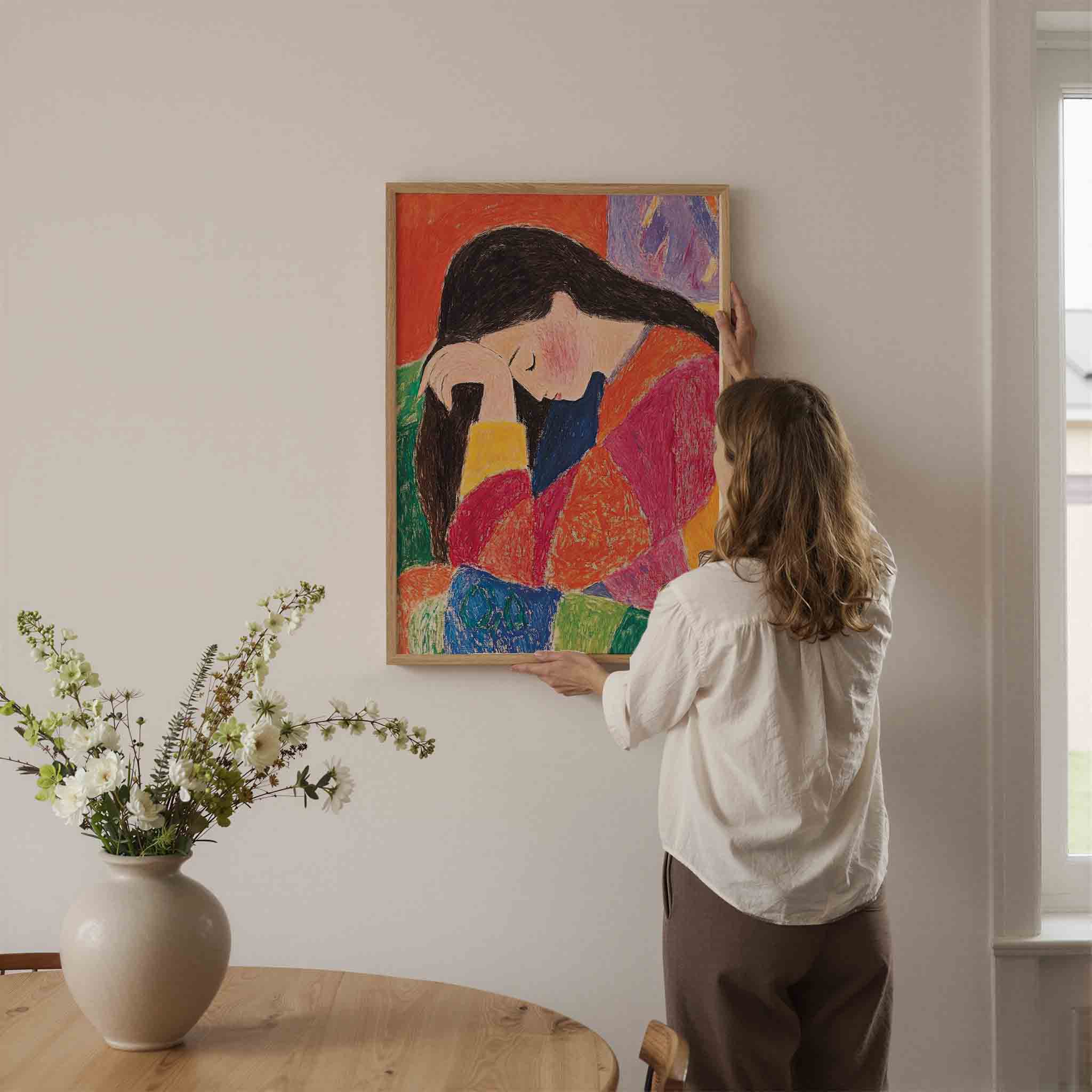 Vrouw met kleurrijke kleding Poster