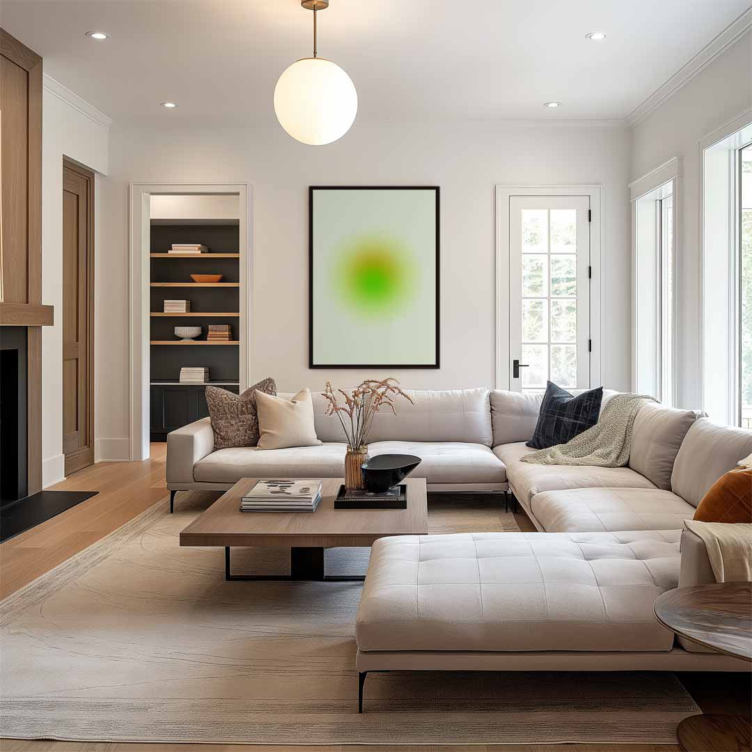 Groene Zonsondergang Kunstwerk-canvas-dibond-plexiglas-wanddecoratie-WallArtistic