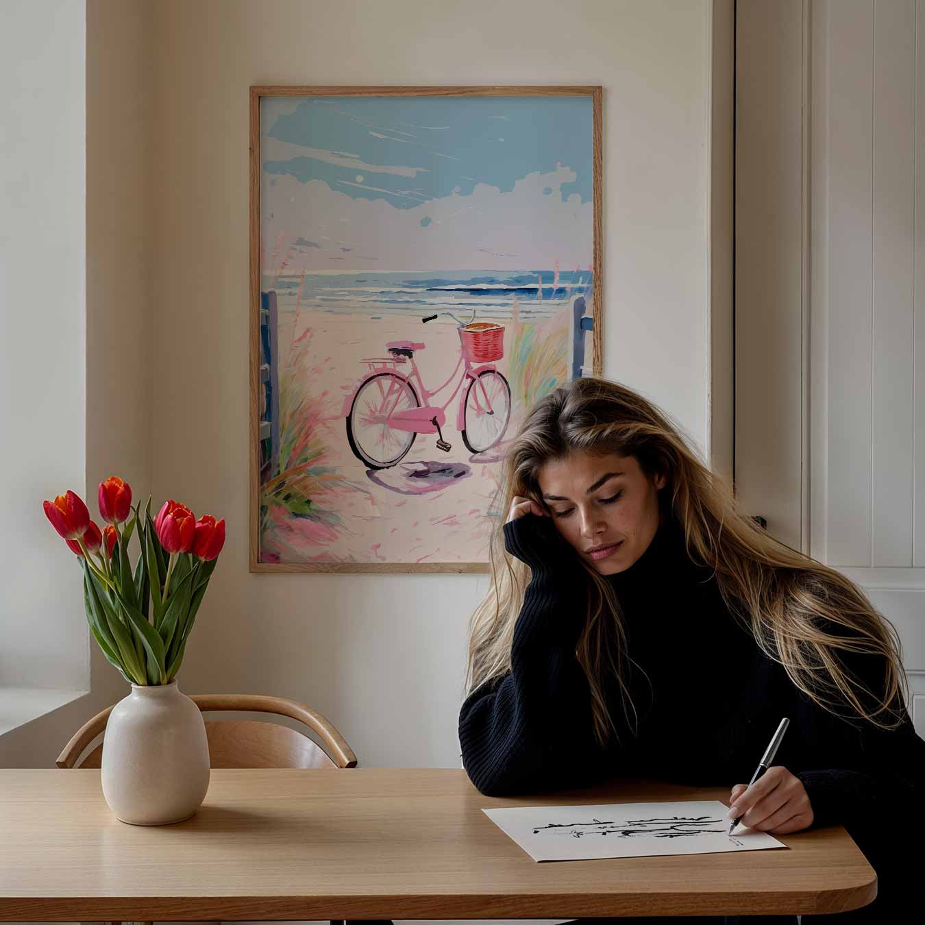 Zomerse Strandfiets Poster-WallArtistic