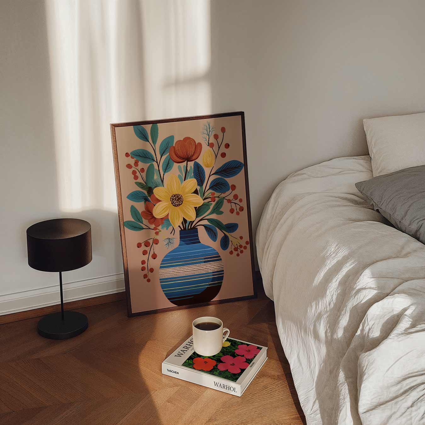 Bloemenpracht in Blauwe Vaas Poster