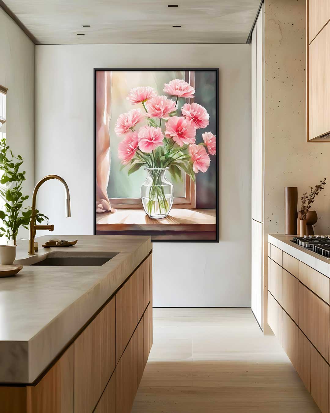 Bloemenpracht in Vensterlicht Kunstwerk-canvas-dibond-plexiglas-wanddecoratie-WallArtistic