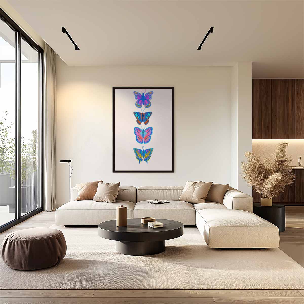 Kleurrijke Vlinders Parade Kunstwerk-canvas-dibond-plexiglas-wanddecoratie-WallArtistic