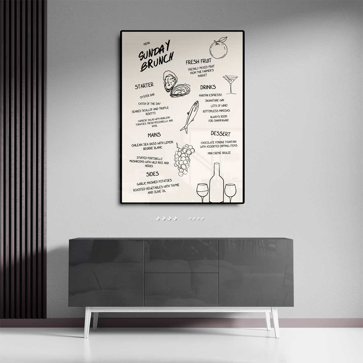 Zonnige Zondag Brunch Illustratie Kunstwerk-canvas-dibond-plexiglas-wanddecoratie-WallArtistic