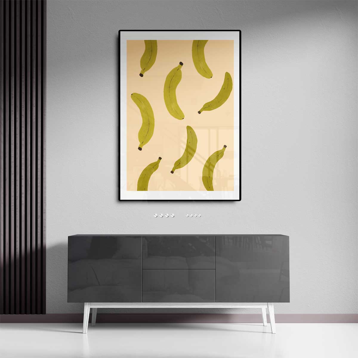 Speelse Bananen Illustratie Kunstwerk-canvas-dibond-plexiglas-wanddecoratie-WallArtistic