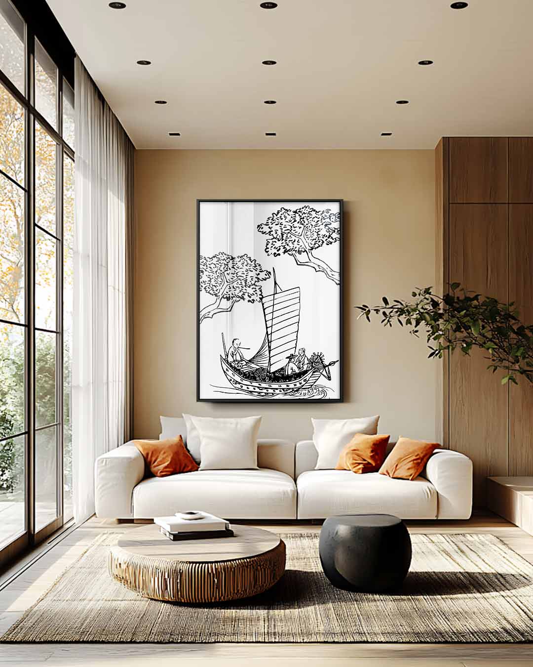 Traditionele Japanse Bootscene Kunstwerk-canvas-dibond-plexiglas-wanddecoratie-WallArtistic