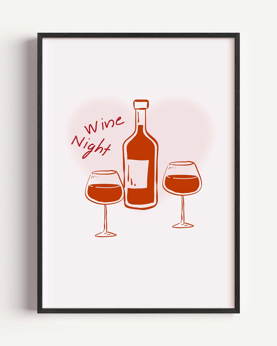 Wijnavond Illustratie Poster-WallArtistic