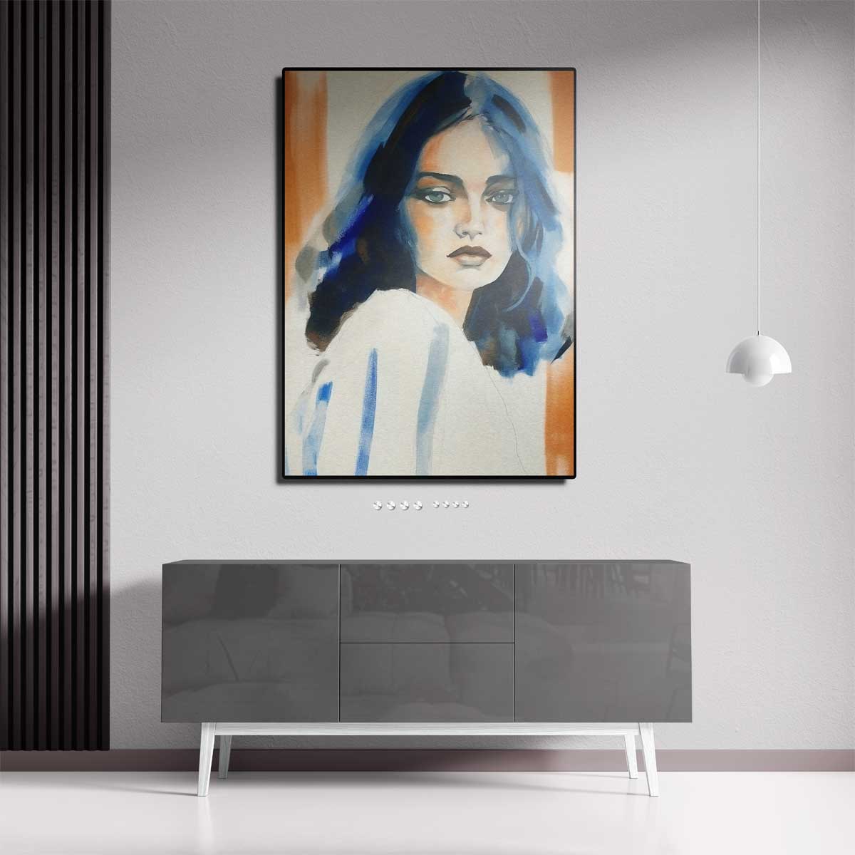Dromerige Blik in Blauw Kunstwerk-canvas-dibond-plexiglas-wanddecoratie-WallArtistic