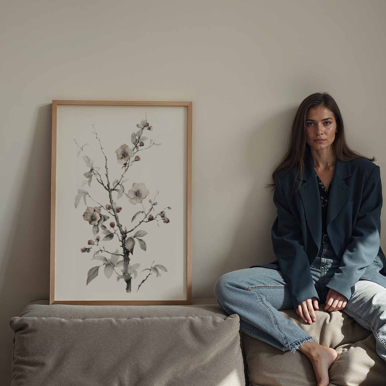 Elegante Bloemenkunst in Zachte Tinten Poster-WallArtistic