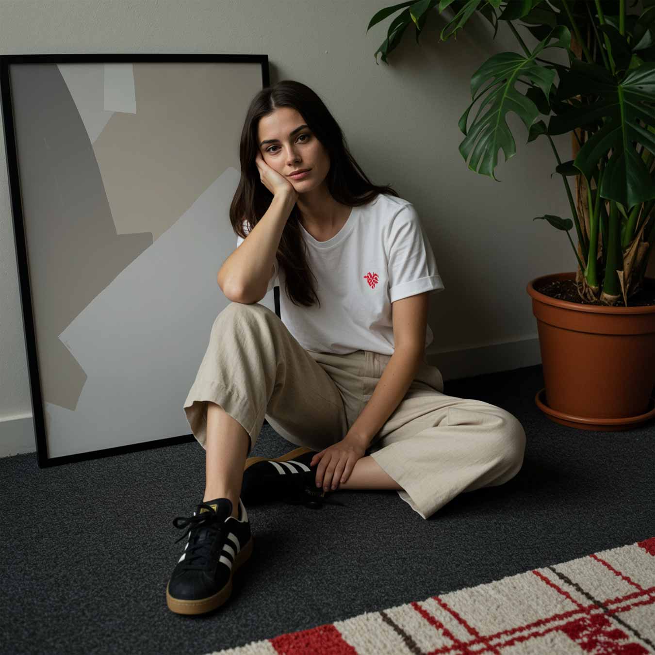 Beige Abstracte Kunstposter-WallArtistic