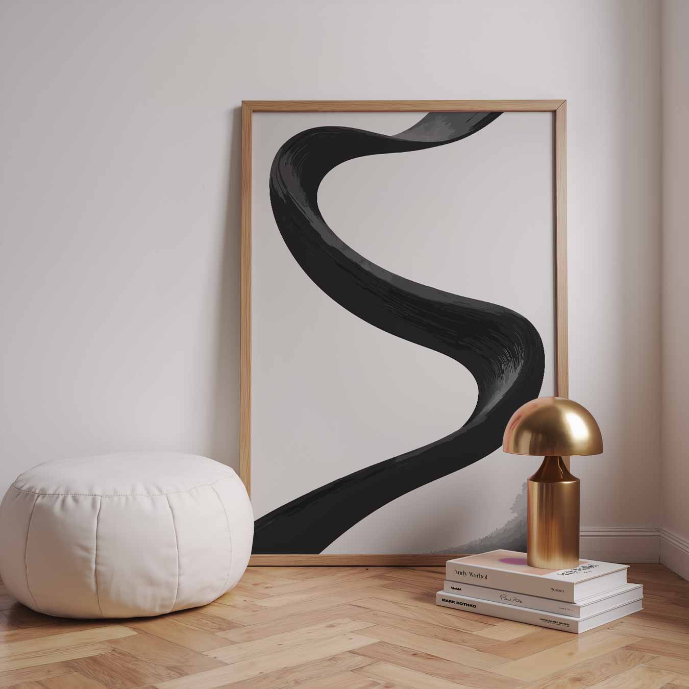 Elegante Zwarte Krul Wandkunst Poster